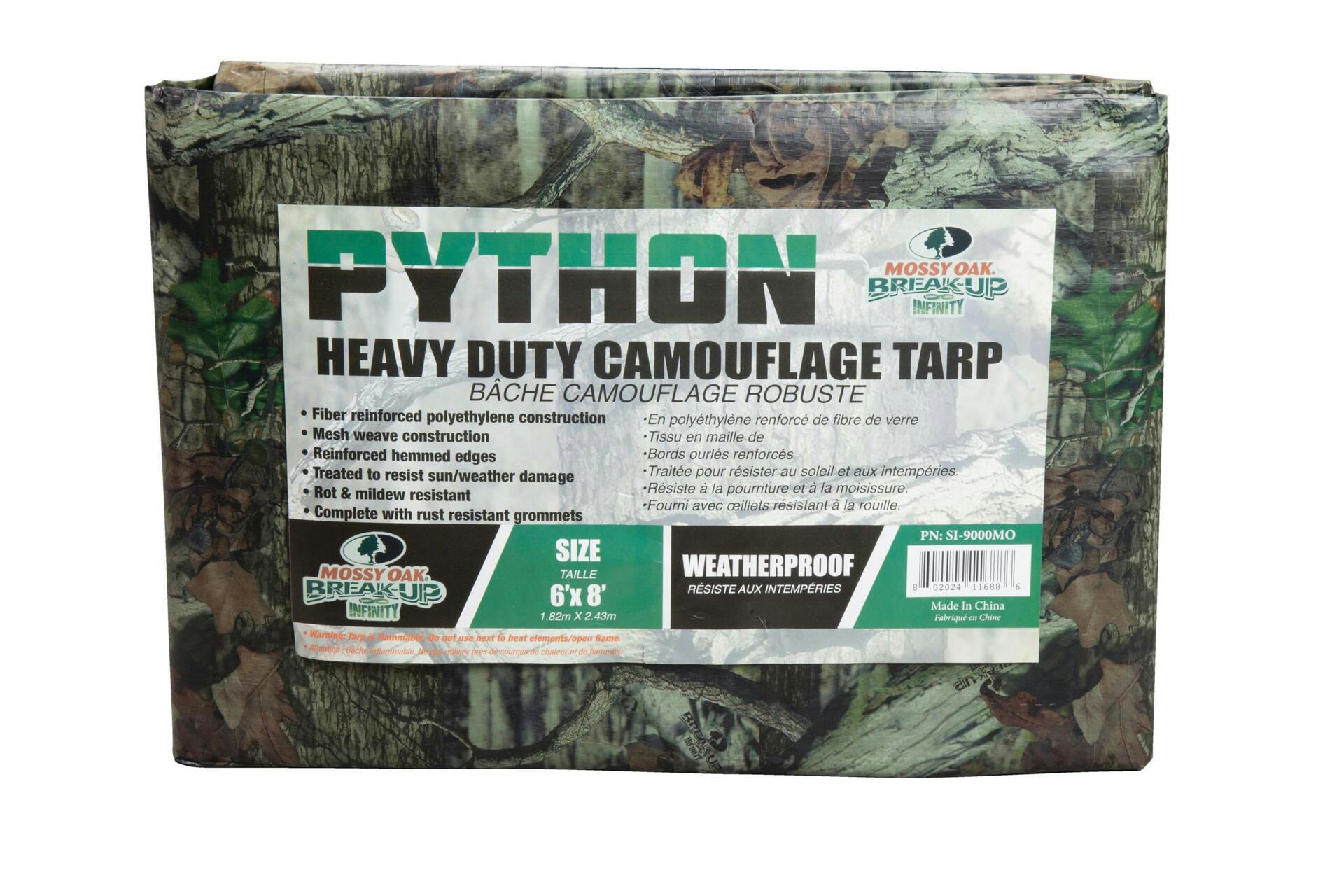 Python Mossy Oak® Camo Poly Tarp, Heavy Duty & Weatherproof, 6-ft x 8-ft