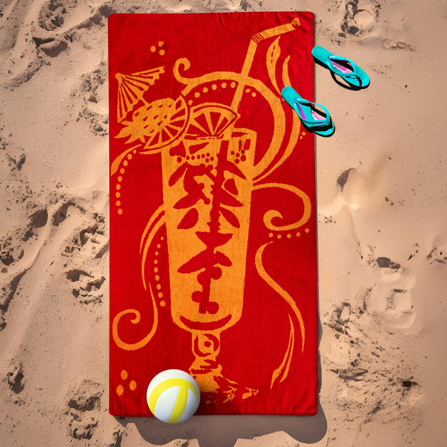 Telo mare 90x165 cm cocktail rosso