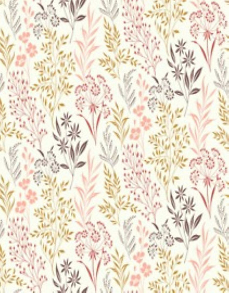 Papier peint vinyle intissé fleuri Grami fleurs rose, vert L.1005 x l.53cm Rasch