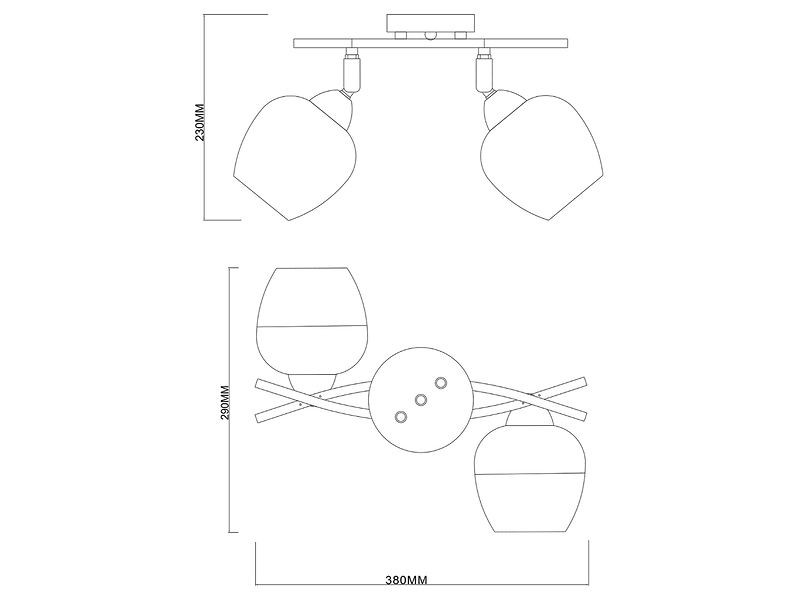 Lampa sufitowa Momo 2-punktowa metalowa czarno-srebrna