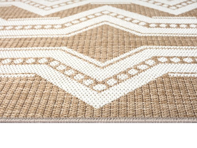 Lora Brown and Ivory Tribal Flatweave Indoor Outdoor Rug
