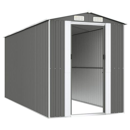 NNEVL Garden Shed Light Grey 192x440x223 cm Galvanised Steel