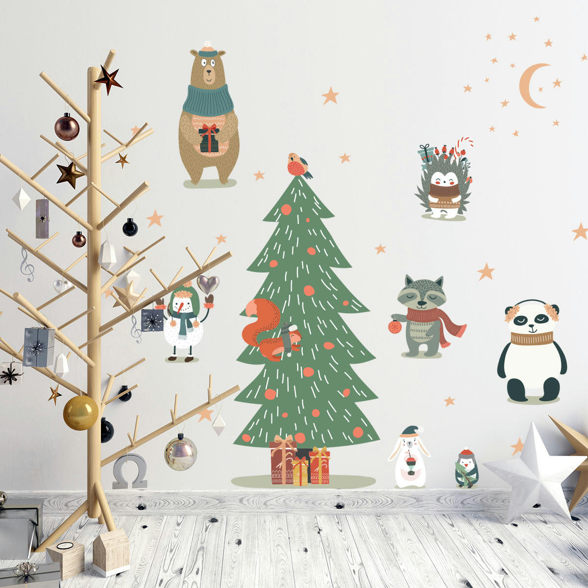 - Stickers Noël animaux enchantés 165 x 110 cm