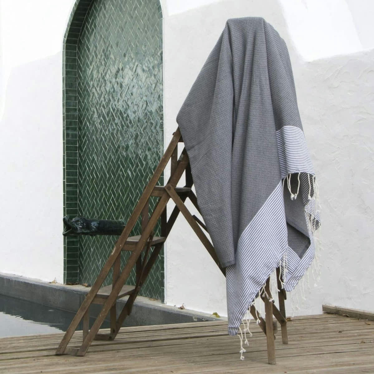 IBIZA - Fouta XXL coton  200x200 gris moyen