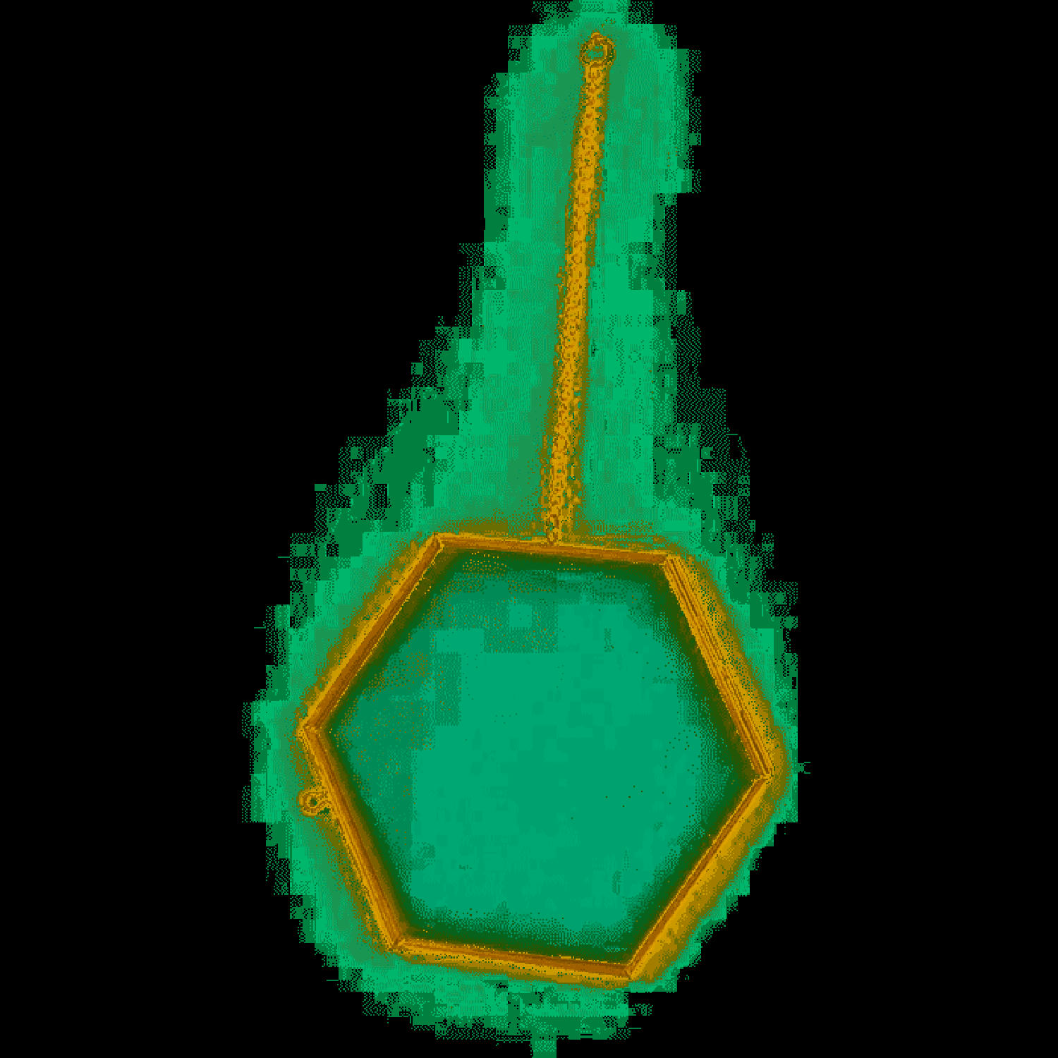 VINTAGE - Cadre en verre vintage hexagone avec chaîne métallique 15x13cm