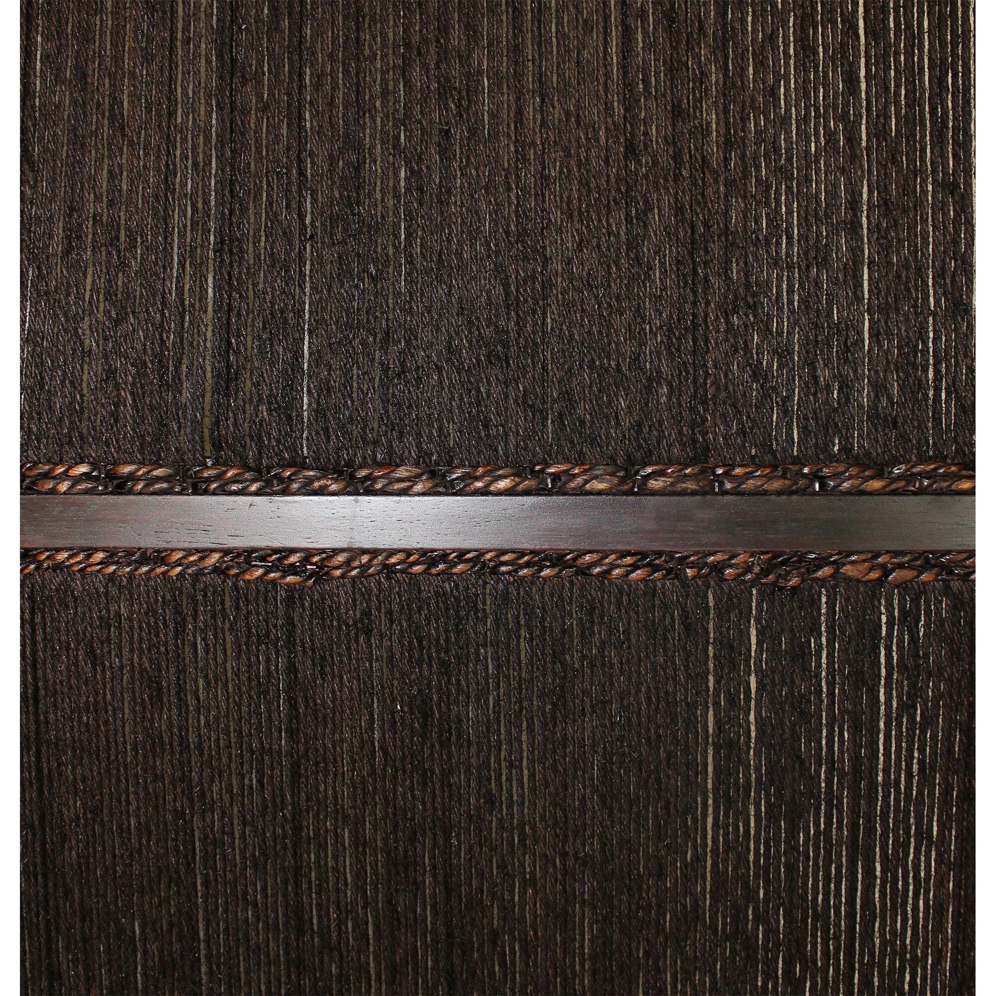 Dark Wood And Water Hyacinth 3 Panel Room Divider Screen