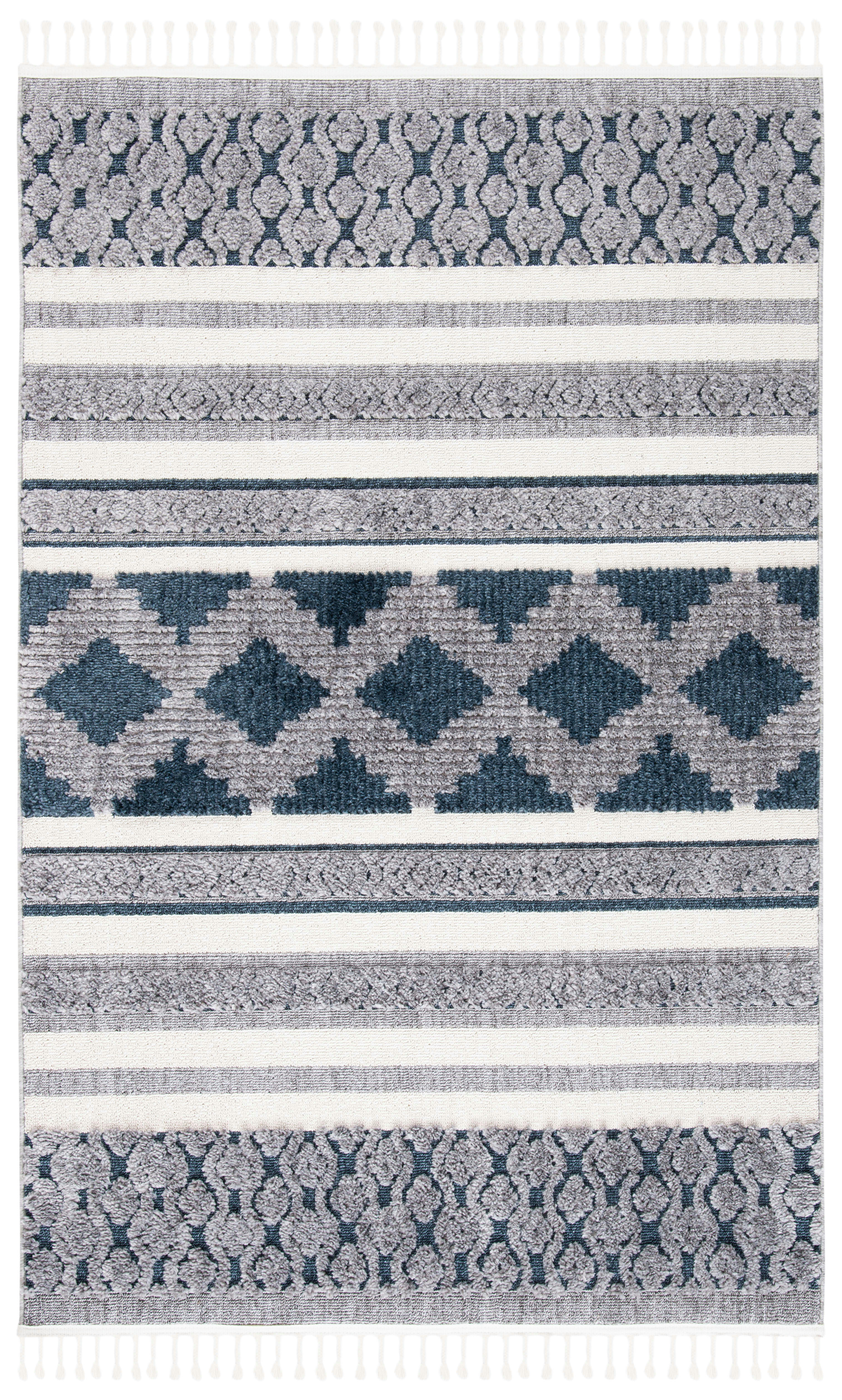 MARRAKESH - Tapis de salon interieur en  ivoire & bleu, 160 x 229 cm