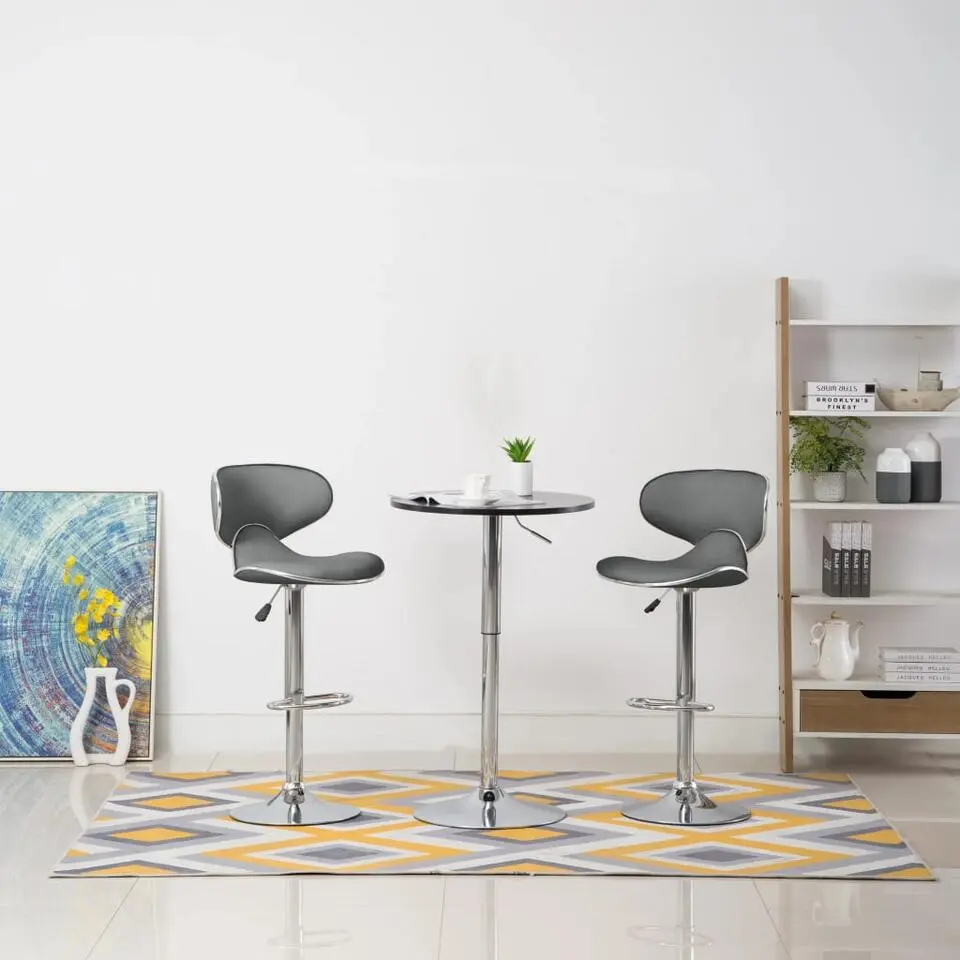 vidaXL Barstoelen met Rugleuning en Chromen Voet - Grijs - Kunstleer - 2 Stuks