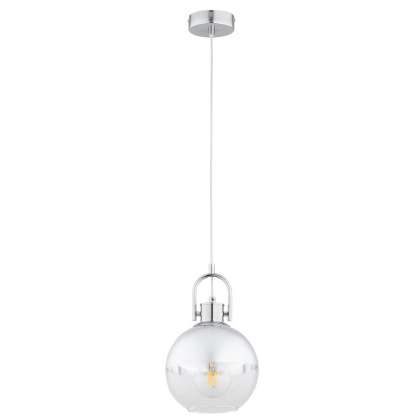 Lampa wisząca chromowana przezroczysta DEROL 1xE27x15W Alfa