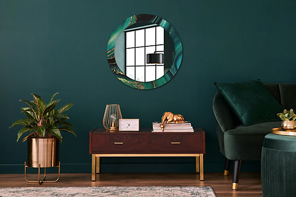 Miroir Circulaire avec Cadre Imprimé Décoratif Tulup 70 cm - 56 cm Marbre émeraude
