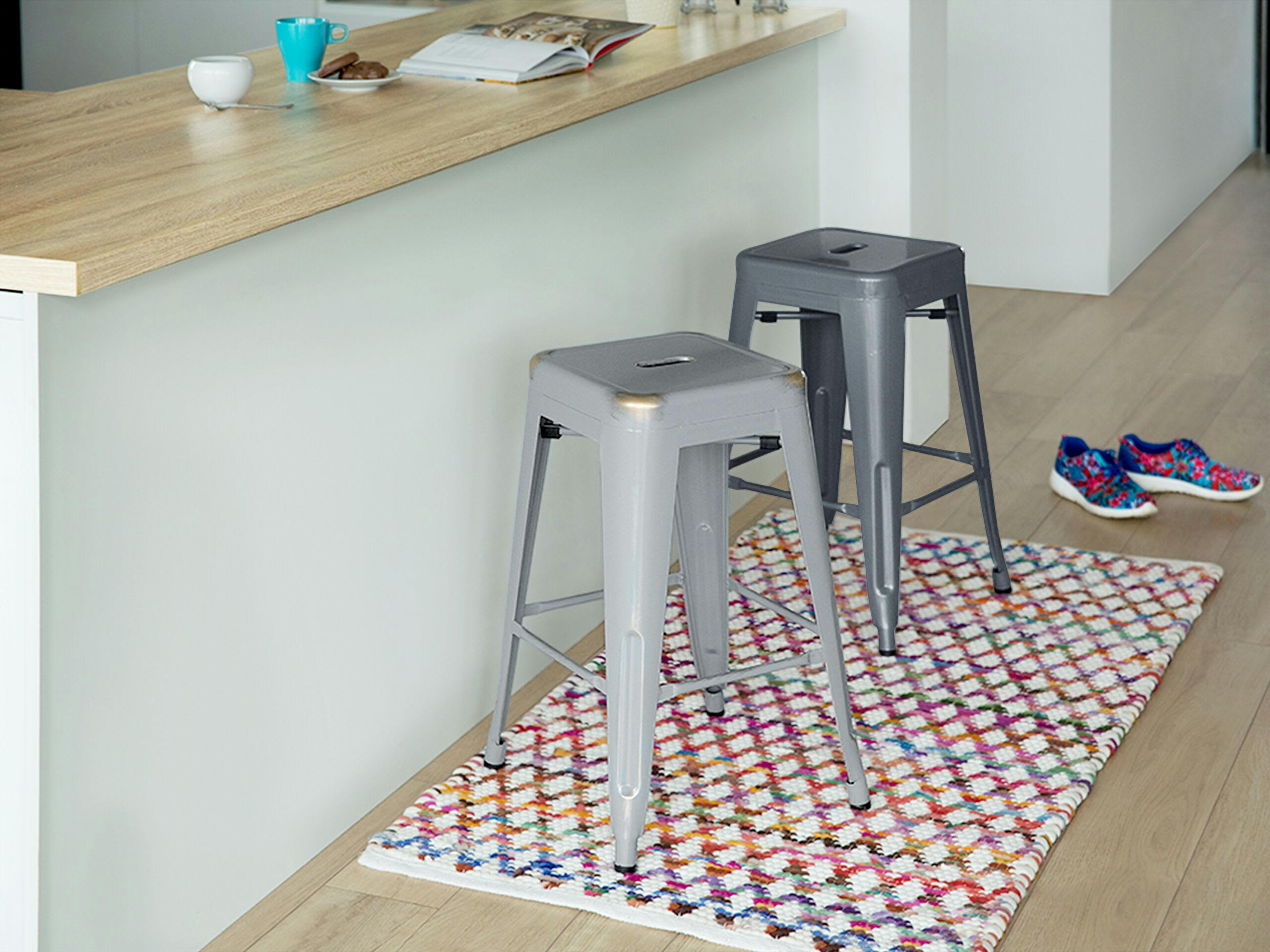 CABRILLO - Lot de 2 tabourets gris de 60 cm