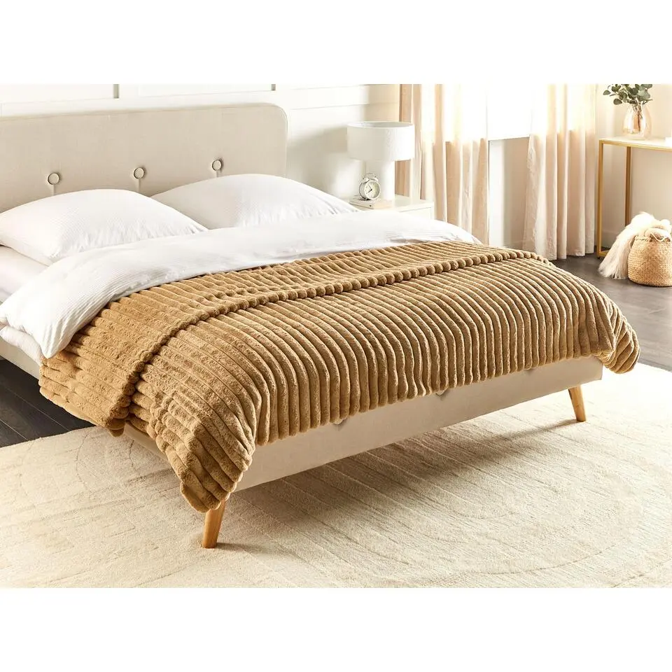 RAKYA - Bedsprei - Lichtbruin - 200 x 220 cm - Nepbont