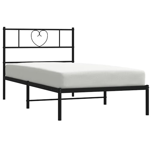 NNEVL Metal Bed Frame with Headboard Black 107x203 cm