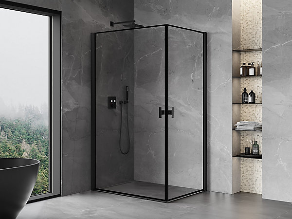Mexen Mist-B Duo cabine de douche pivotante 70 x 100 cm, cadre noir, noir - 8A2-070L-100P-70-70