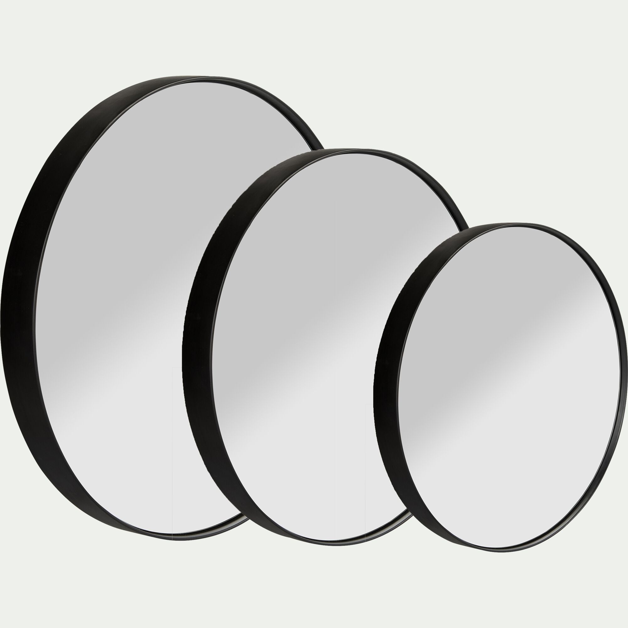 OUNDO - Miroir rond en bois D50cm - noir