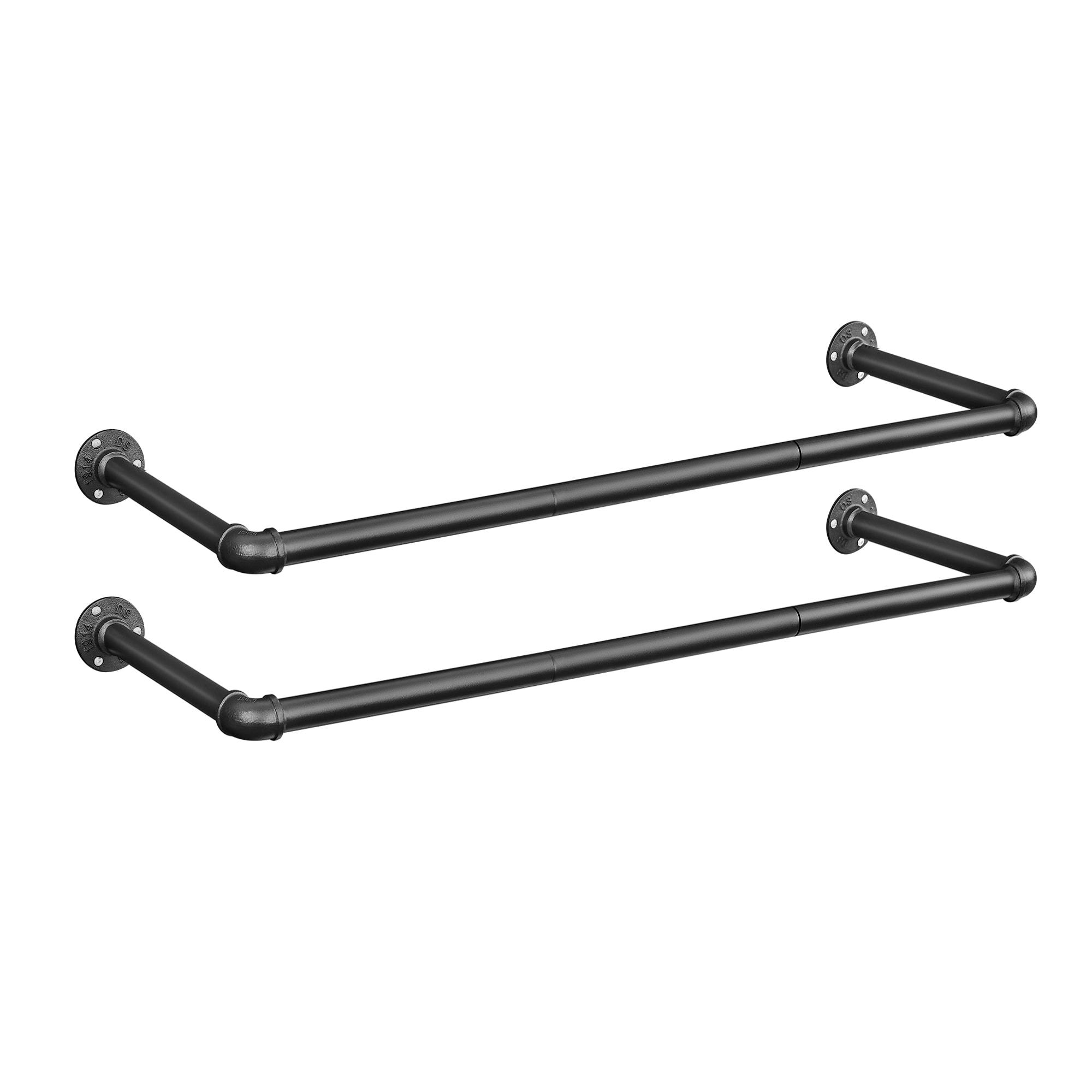 LOT DE 2 - Tringles à vêtements murales style industriel acier noir