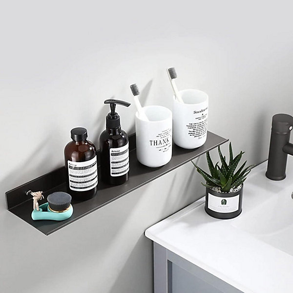 Lot de 2 étagères murales en métal noir, étagères de salle de bain rectangulaires 30 cm et 40 cm