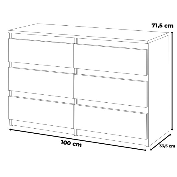 Komoda 6 szuflad do salonu hugo szafka rtv 100cm loft czarna