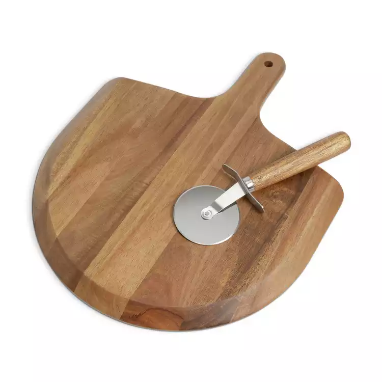 Habitat Industrial Acacia Wooden Pizza Board with Cutter
