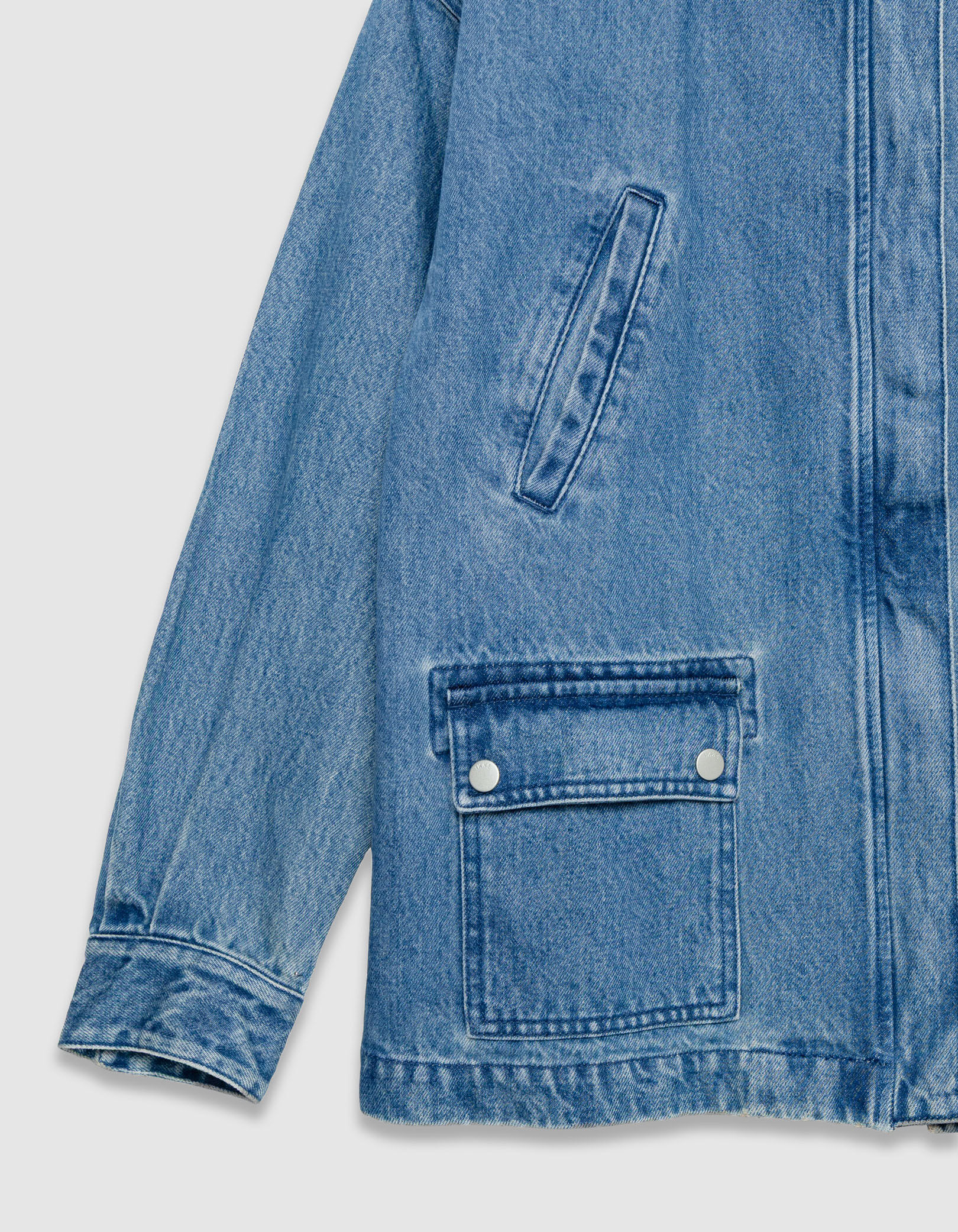 Veste en jean bleu col velours écru Femme