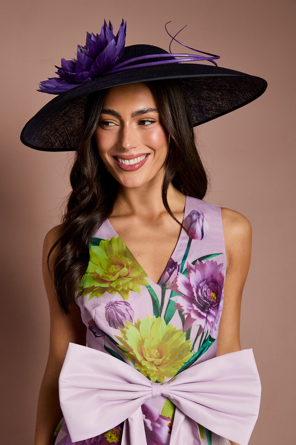 Coast Lisa Tan Feather And Quill Detail Wide Brim Hat