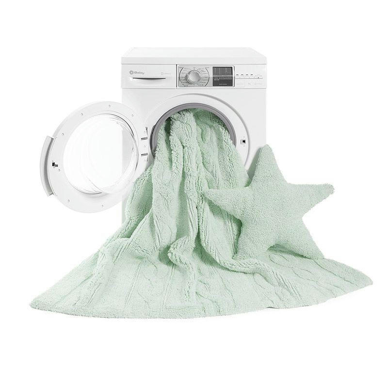 TRESSE - Tapis coton motif tresse vert 120x160