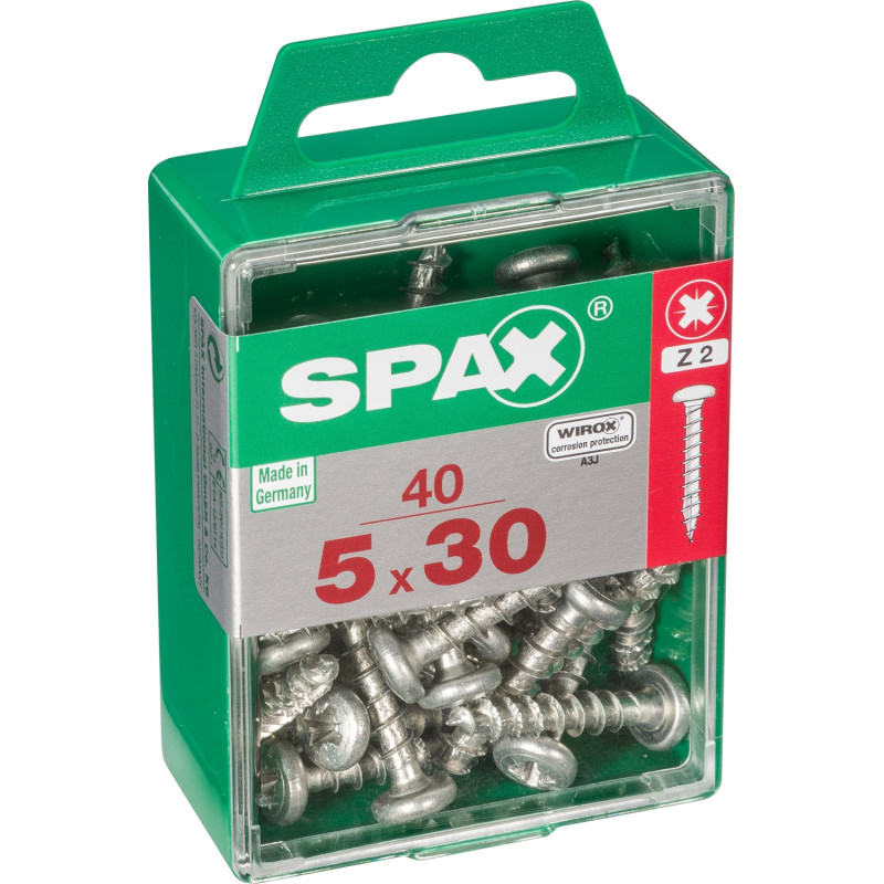 Vis à tête ronde 5 x 30 mm 40 pièces SPAX