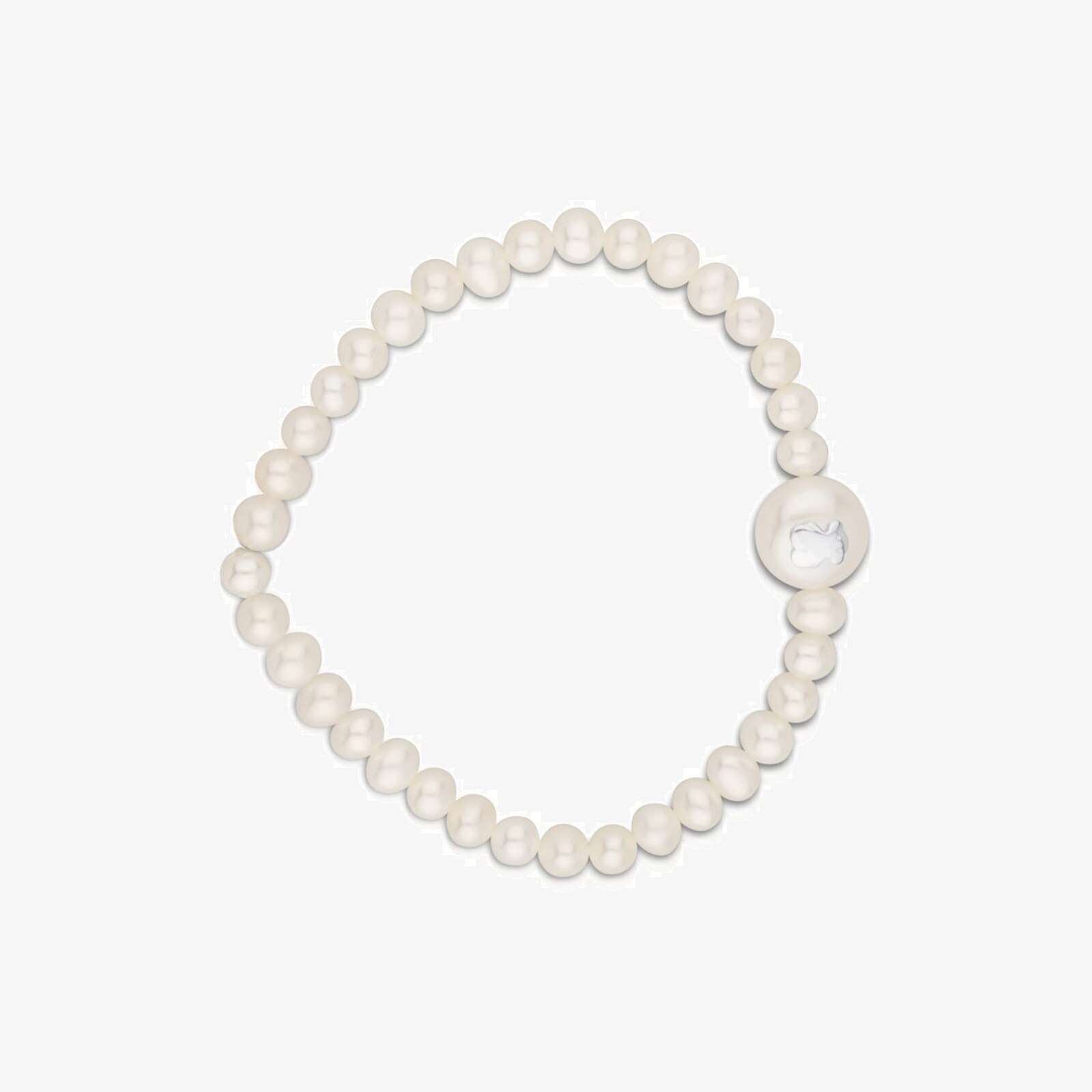 Pulsera elástica de plata y perlas cultivadas Icon Pearl
