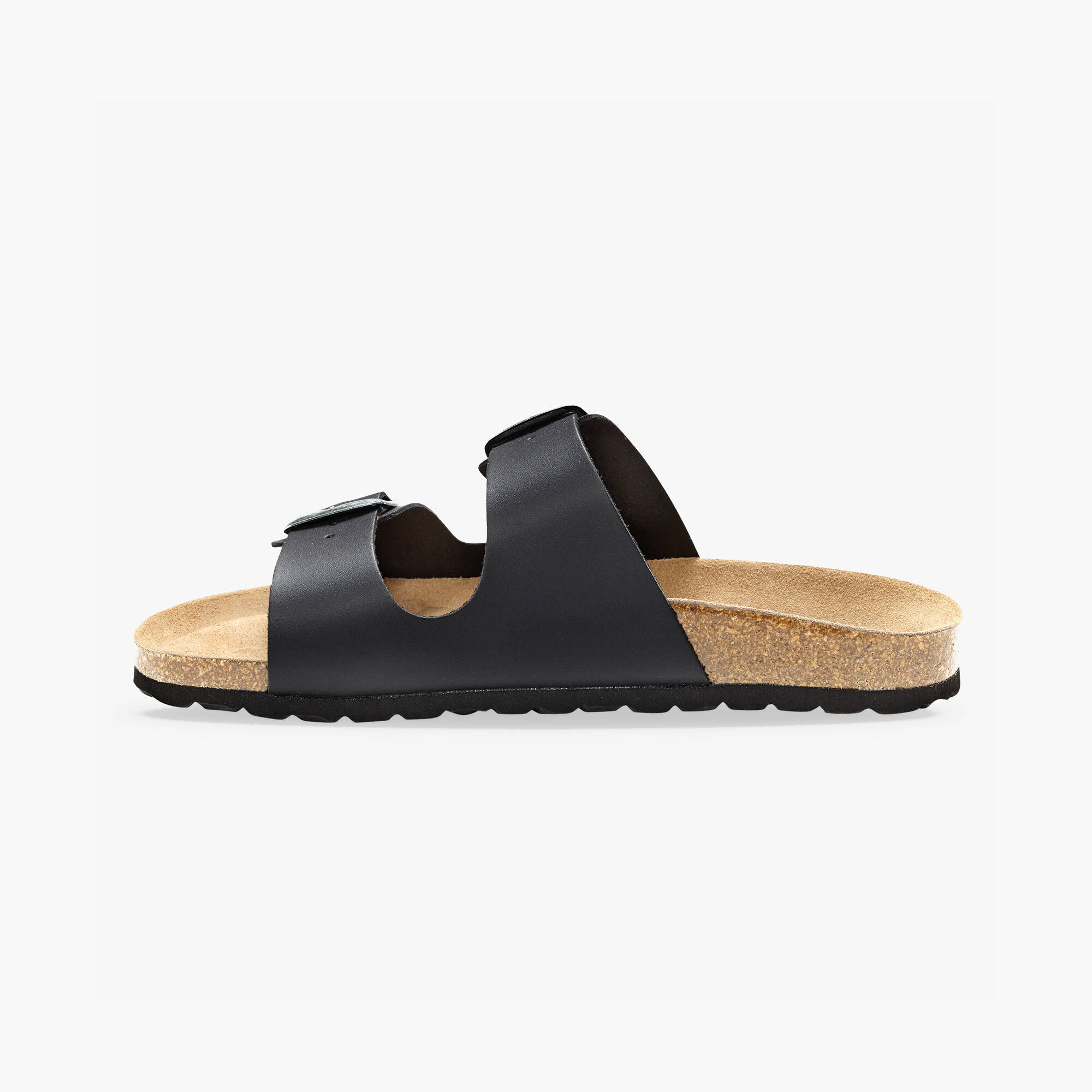Mules anatomiques cuir à boucles - noir