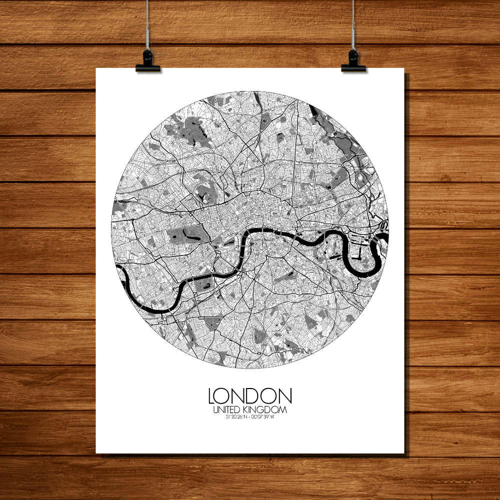 - Affiche Londres Carte ronde 40x50