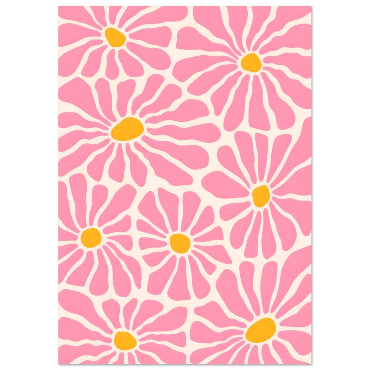 Artfulprints Poster Matisse - Pink flowers  - A4 21x29.7 cm - Roze