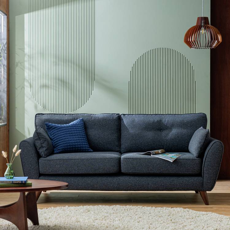 Habitat Iris Fabric 3 Seater Sofa - Charcoal