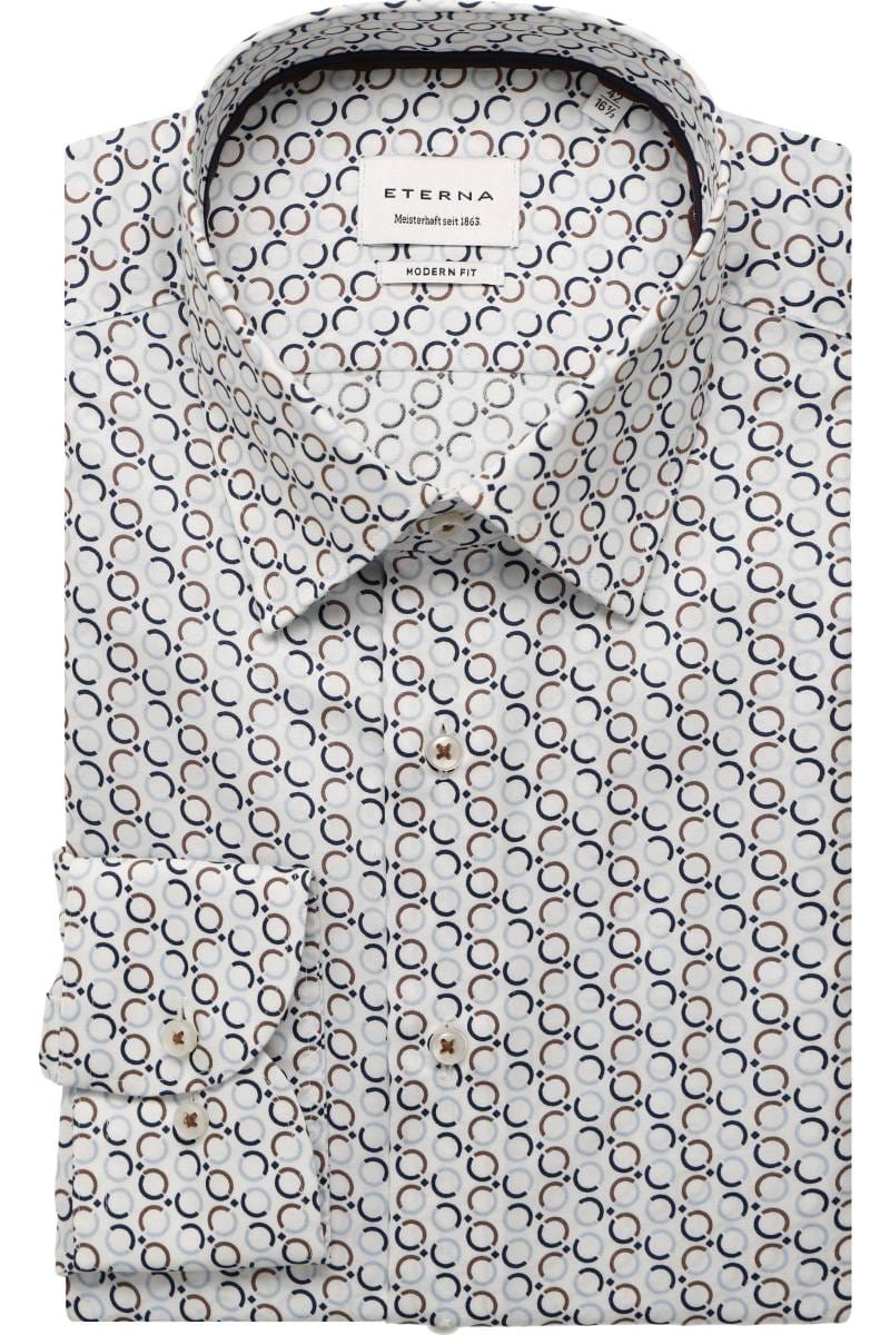ETERNA Modern Fit Hemd weiss, Bedruckt (extra langer Arm)
