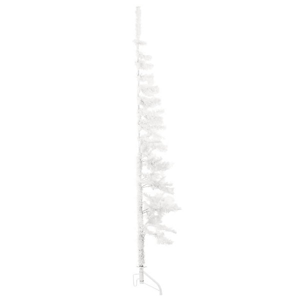 Demi sapin de Noël artificiel mince avec support Blanc 120 cm vidaXL