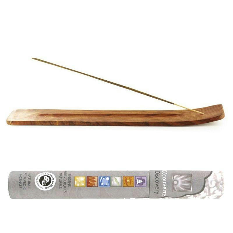 BOIS - Porte-encens en bois + 14 bâtonnets d'encens ayurvédique