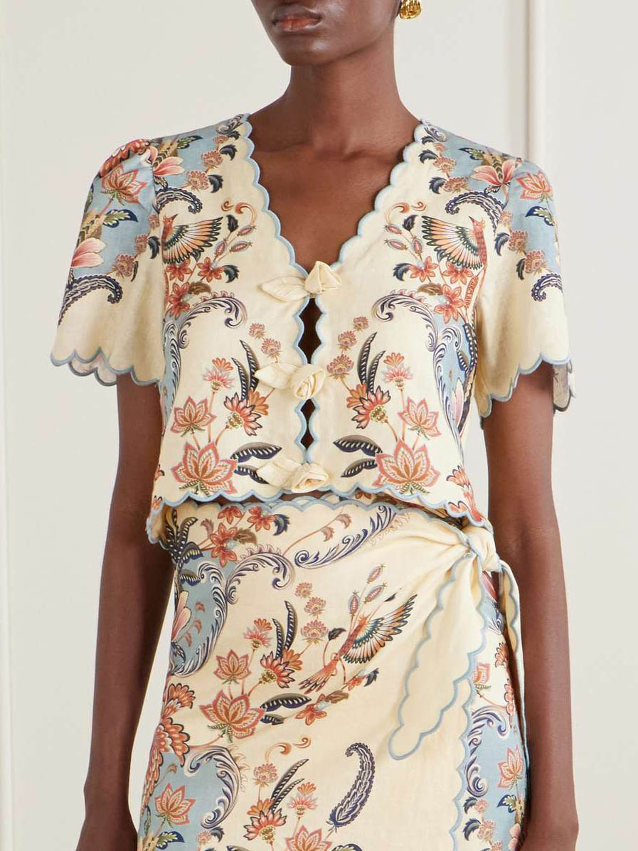 Casual Floral Print Wrap Tie Skirt