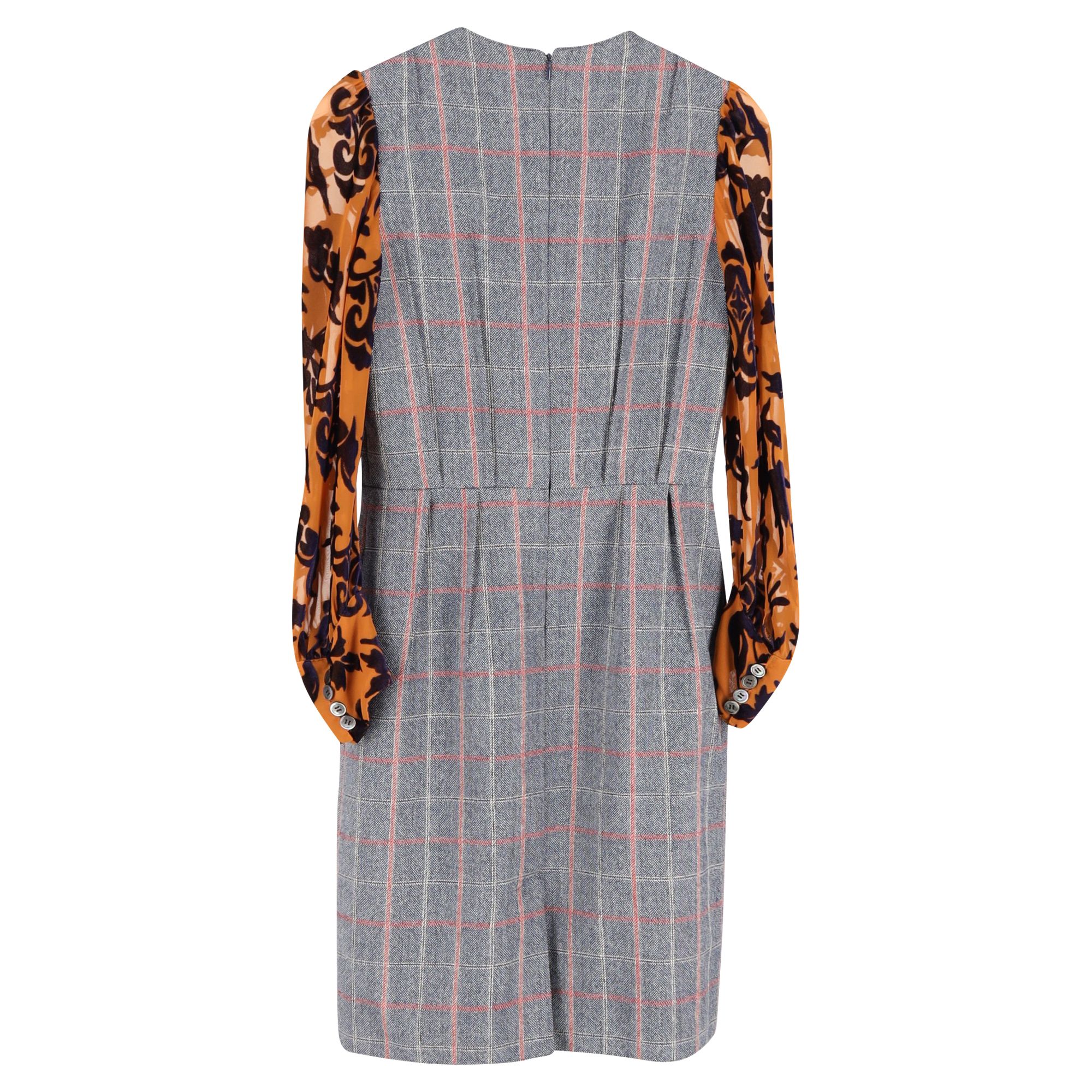 Junya Watanabe Preloved Plaid Velvet Sleeve Dress in Multicolor Wool
