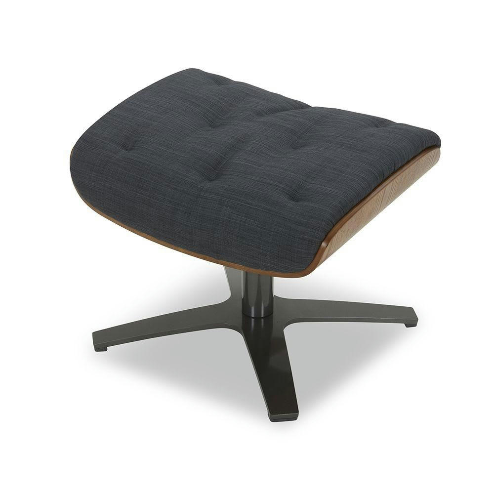 ALUDRA - Pouf Velours et Chêne Naturel - Tissu Anthracite