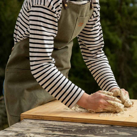 Tablier barbecue en coton et cuir n° 325 | Vert olive - Alaskan Maker