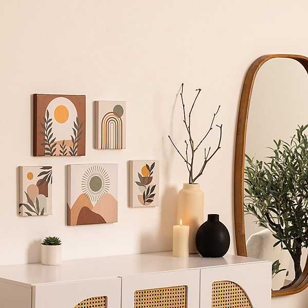 Lot de 5 toiles imprimées Cynthia beige 15x20/25x25cm - Atmosphera