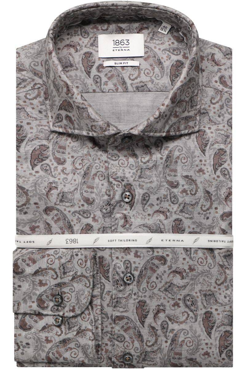 ETERNA 1863 Slim Fit Hemd silber, Bedruckt