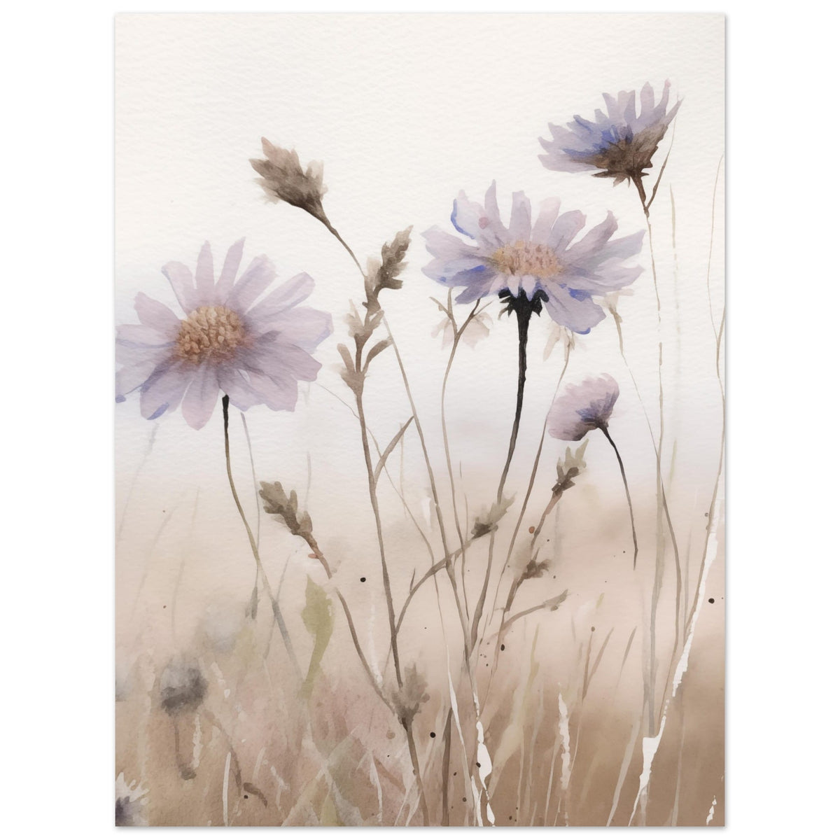 Artfulprints Poster Flower aquarel 1  - 30x40 cm - Taupe