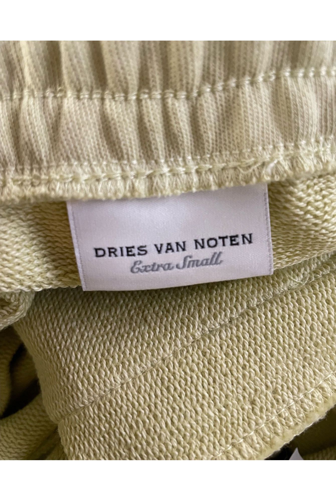 Dries Van Noten Preloved Noted Drawstring Sweat Pants in Yellow Wool