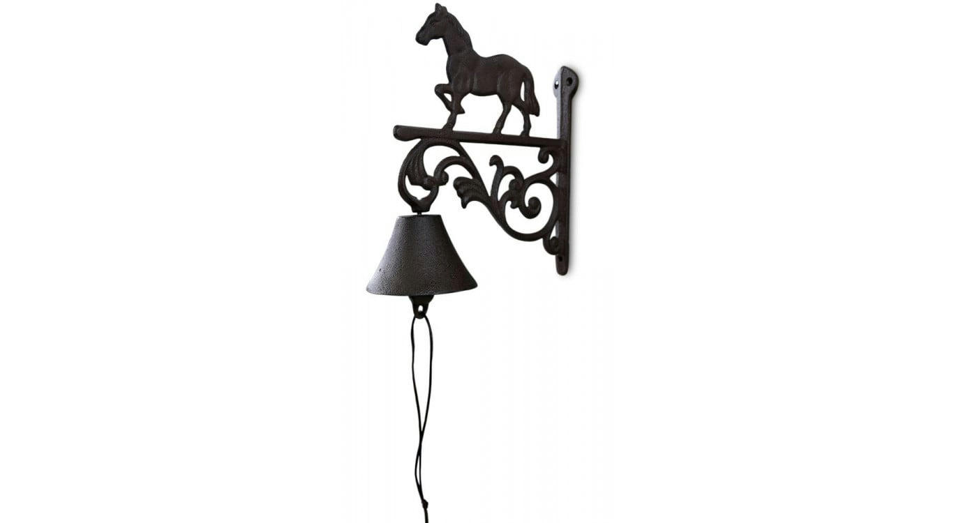 - Cloche Cheval Fonte Marron 22x10x26cm