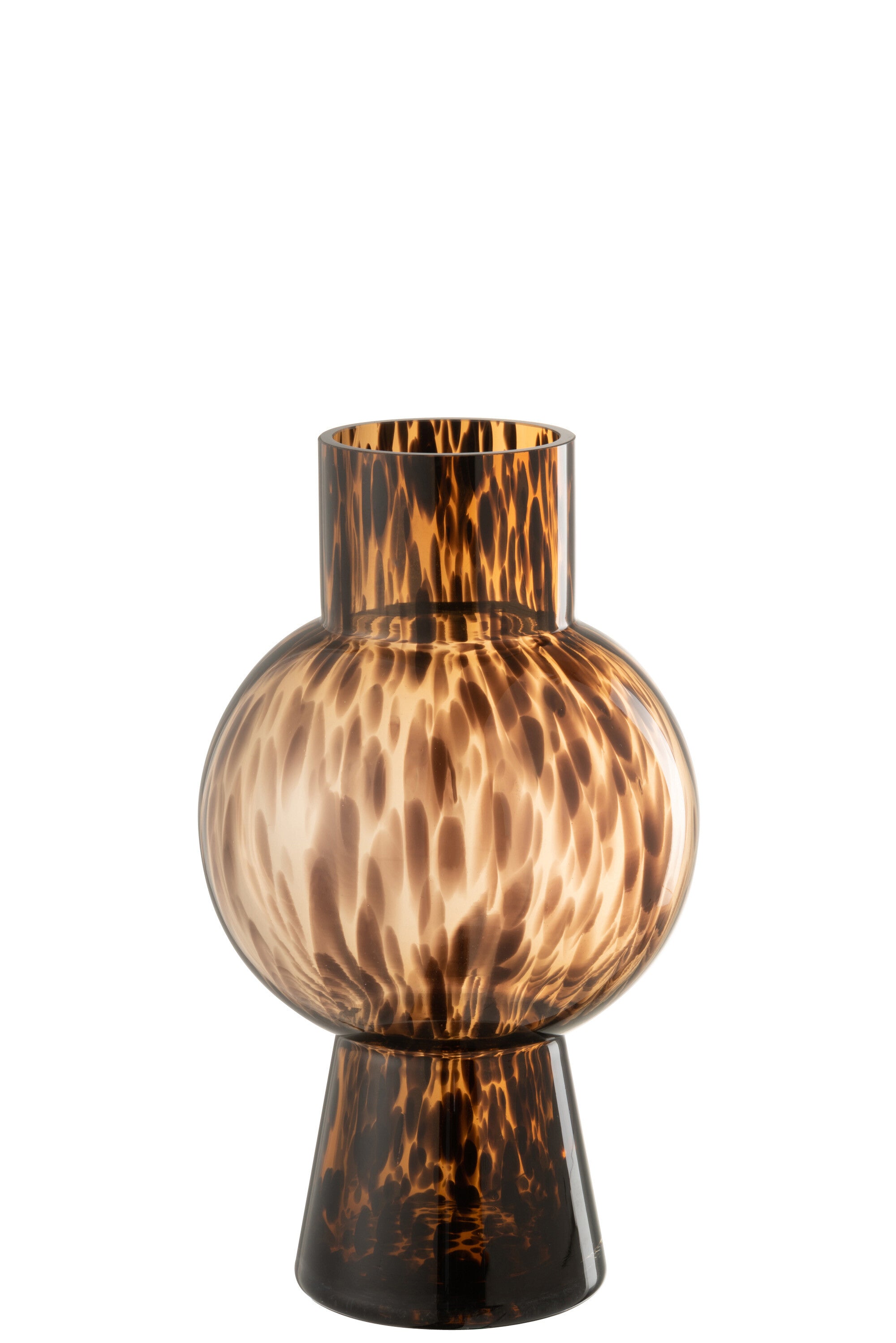 J-Line vaas Bol Stip - glas - bruin - medium - 30.5 cm hoog