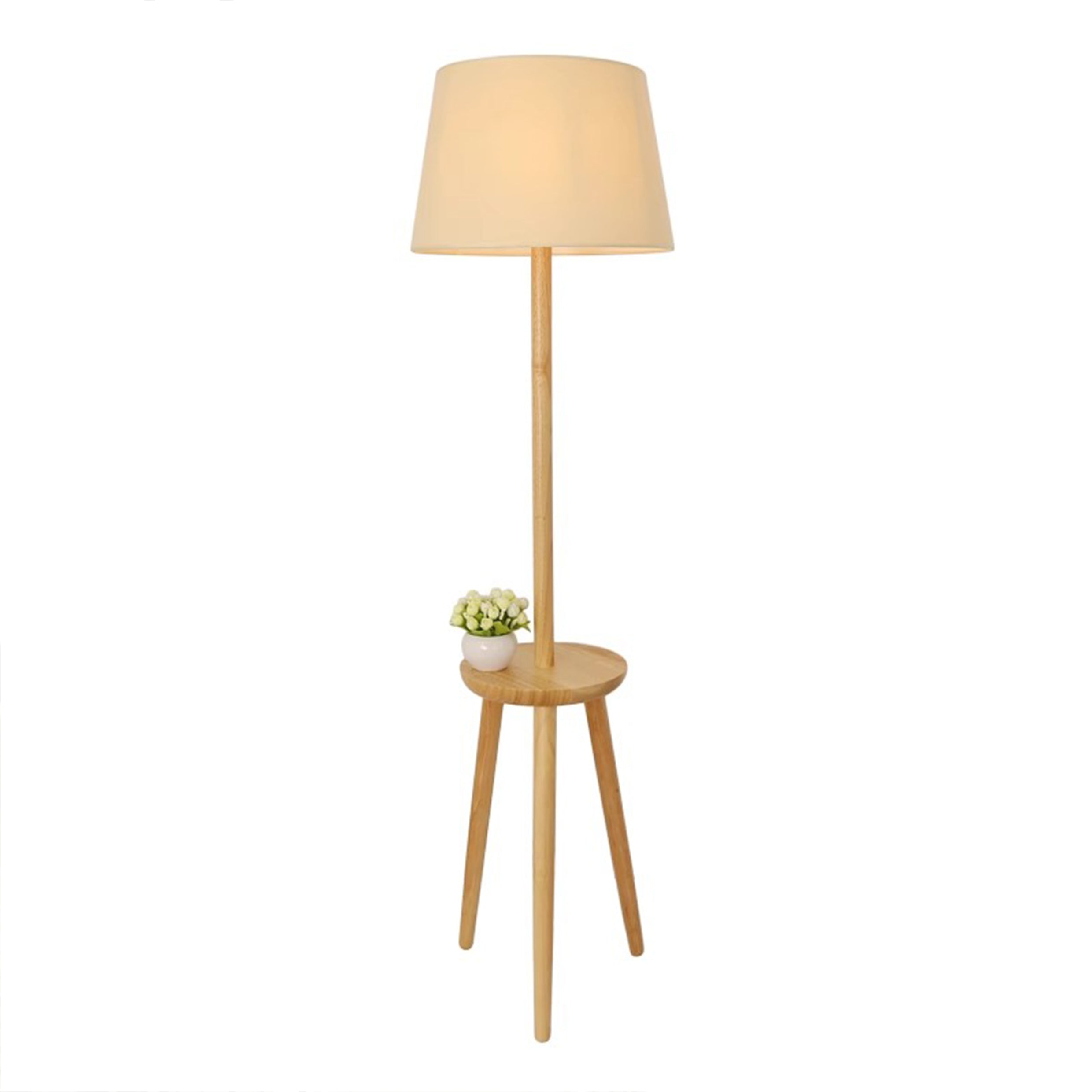 QUVIO Staande vloerlamp - Met plankje - Hout
