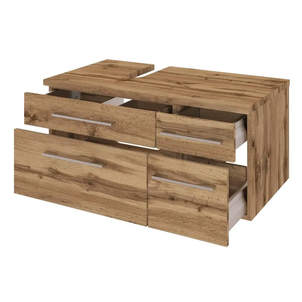 Wastafelonderkast Dasa (links) 90cm met 4 lades - wotan eik