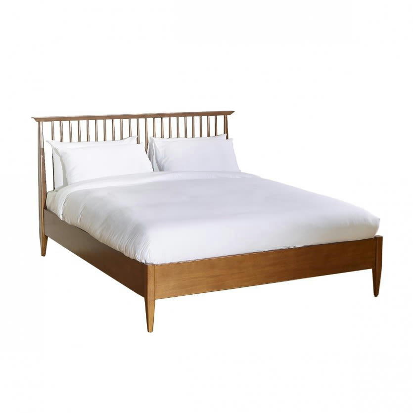 EDWARD - Lit 160x200 cm en bois massif teinte noyer