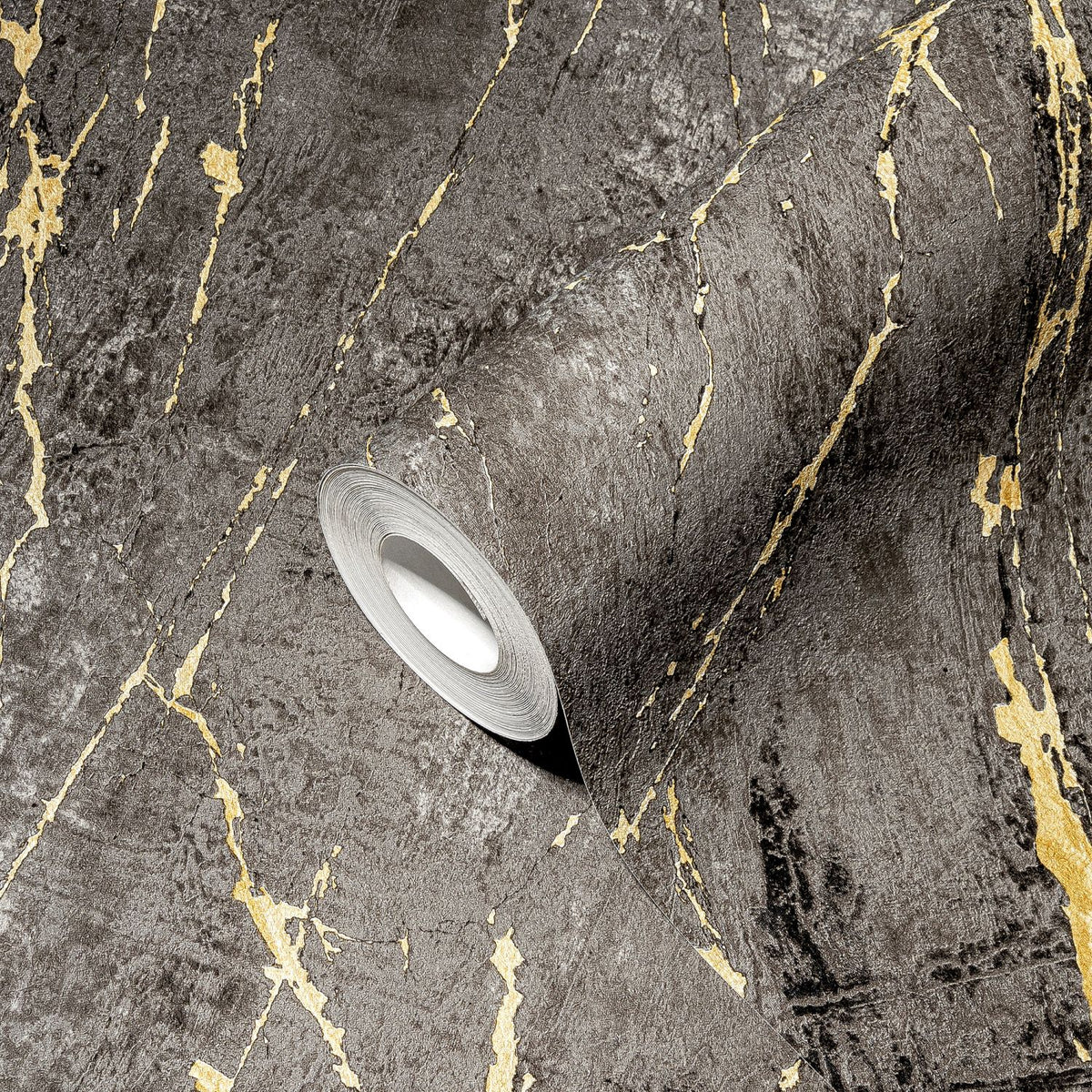 A.S. Création behang marmer antraciet grijs, goud en zwart - 53 cm x 10.05 m - AS-388175