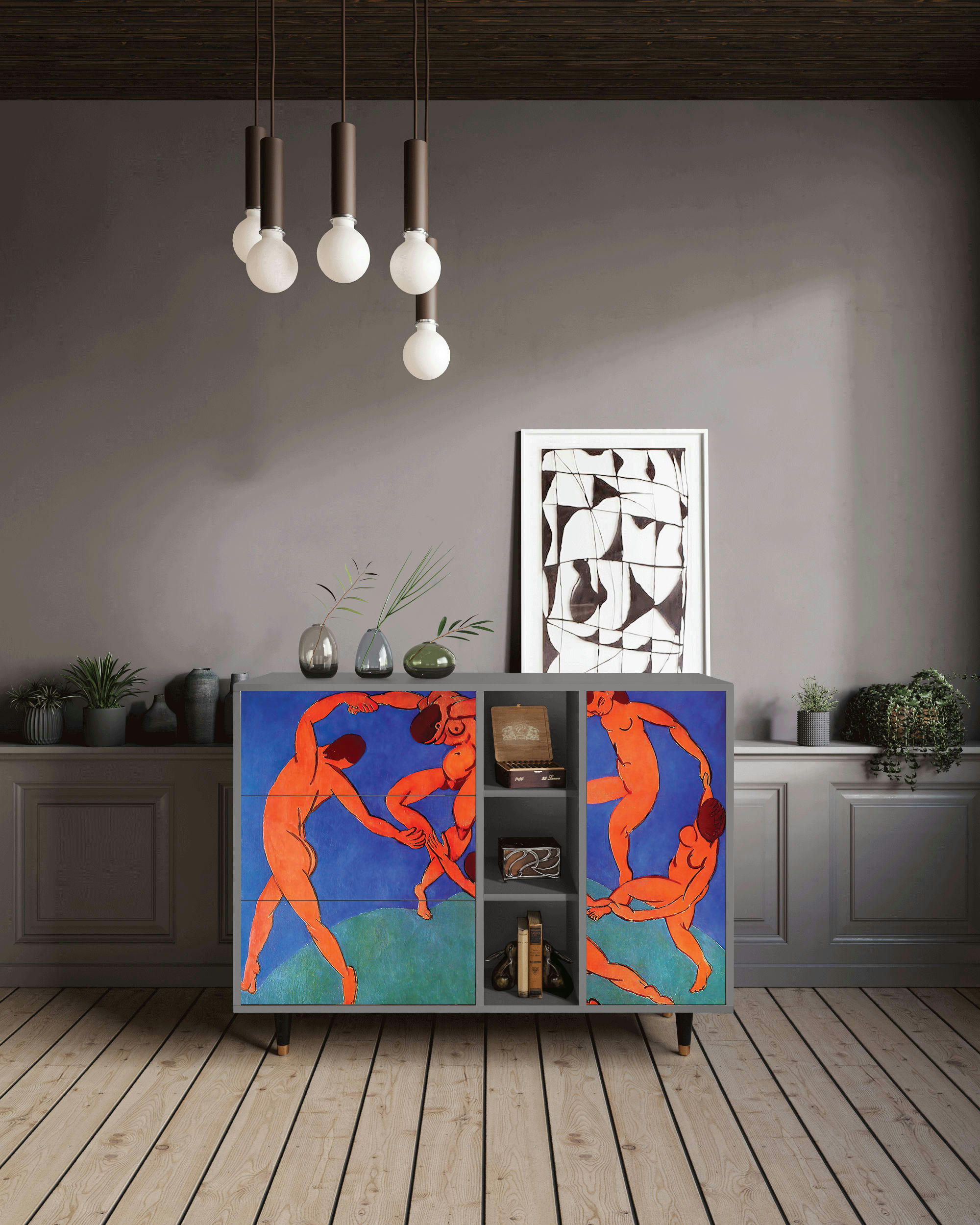 THE DANCE BY HENRI MATISSE - Buffet  multicolore 3 tiroirs et 1 porte L 125 cm